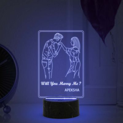 Will you marry me couple night lamp with Multicolored Light Customized with Name Gift for Wife, Husband